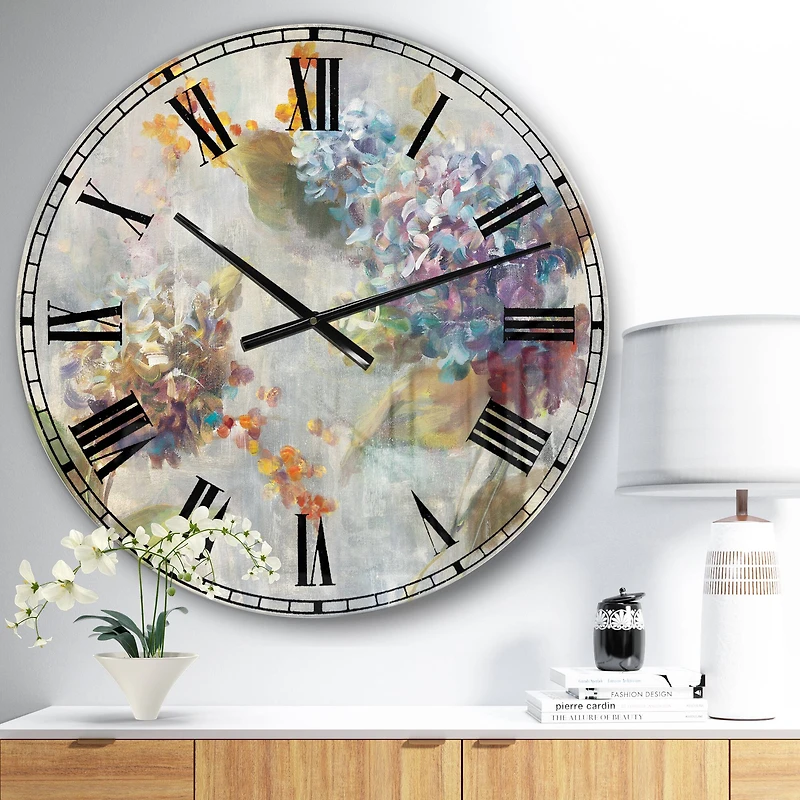 Designart 'Autumn Hydrangea Traditional Wall Clock