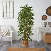 6ft. Bamboo Artificial Tree with 1024 Bendable Branches in Handmade Natural Jute Planter with Tassels