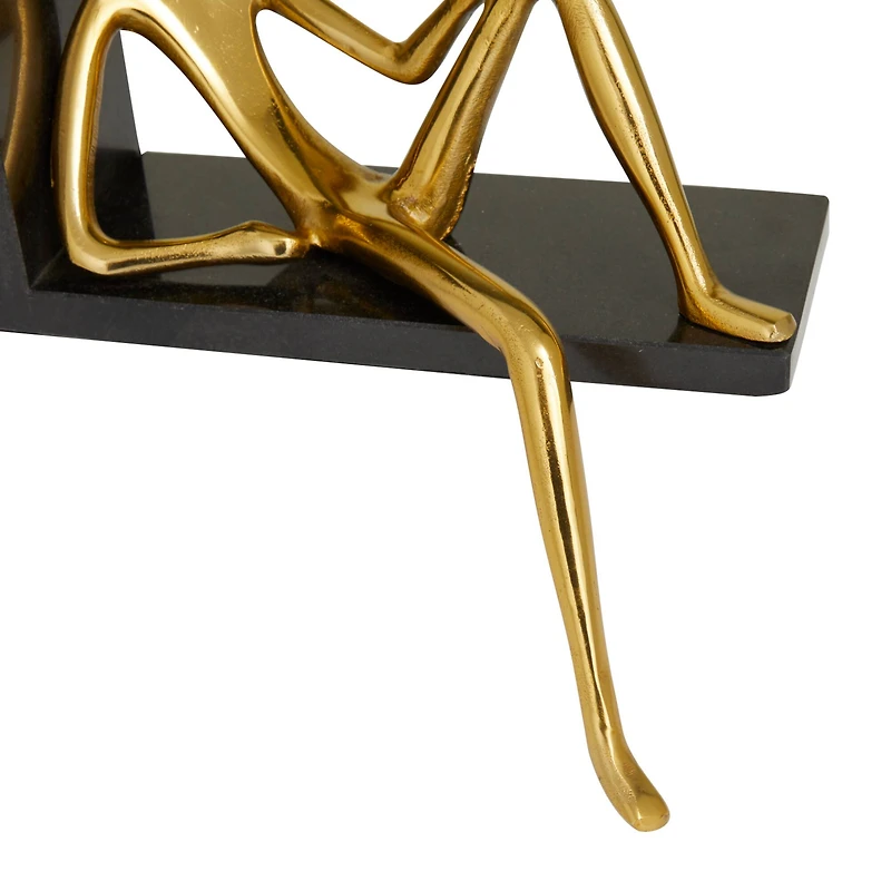 Set of 2" Gold Marble Contemporary Bookends, 7" x 7" x 5"