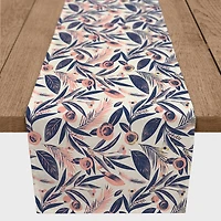 Navy And Pink Flowers Indoor/Outdoor Table Runner