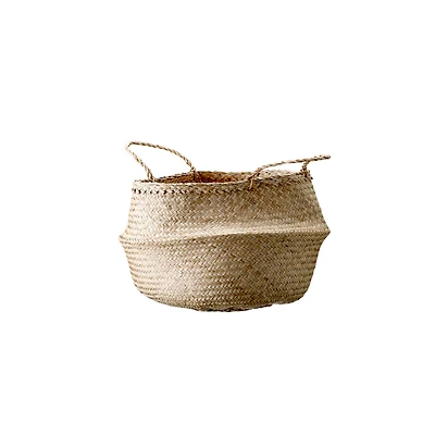 Hello Honey® Large Beige Collapsible Seagrass Basket with Handles