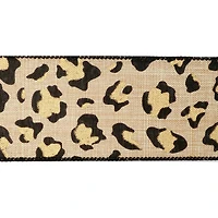 2.5" x 25ft. Faux Linen Wired Leopard Ribbon by Celebrate It™