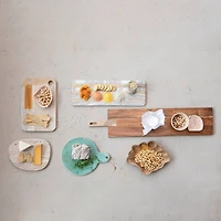 Hello Honey® 21" Beige Marble & Mango Wood Stripes Cheese Board