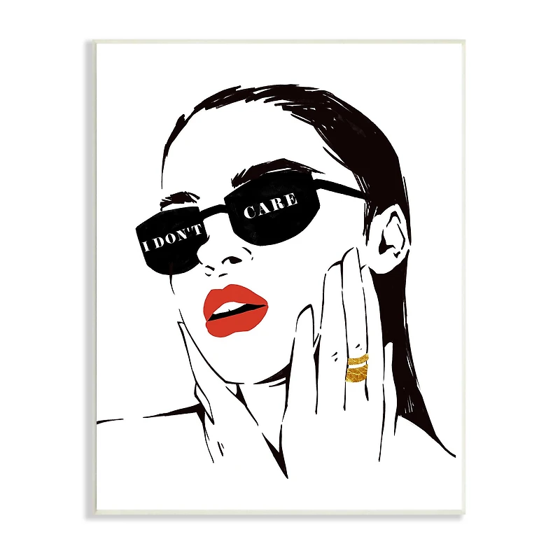 Stupell Industries I Don’t Care Shades Glam Fashion Female Portrait Wall Plaque