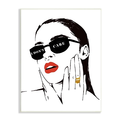 Stupell Industries I Don’t Care Shades Glam Fashion Female Portrait Wall Plaque