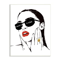 Stupell Industries I Don’t Care Shades Glam Fashion Female Portrait Wall Plaque