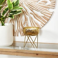 8" White Roses in Paradise Scented 3-Wick Candle with Hammered Gold Container and Tripod Stand