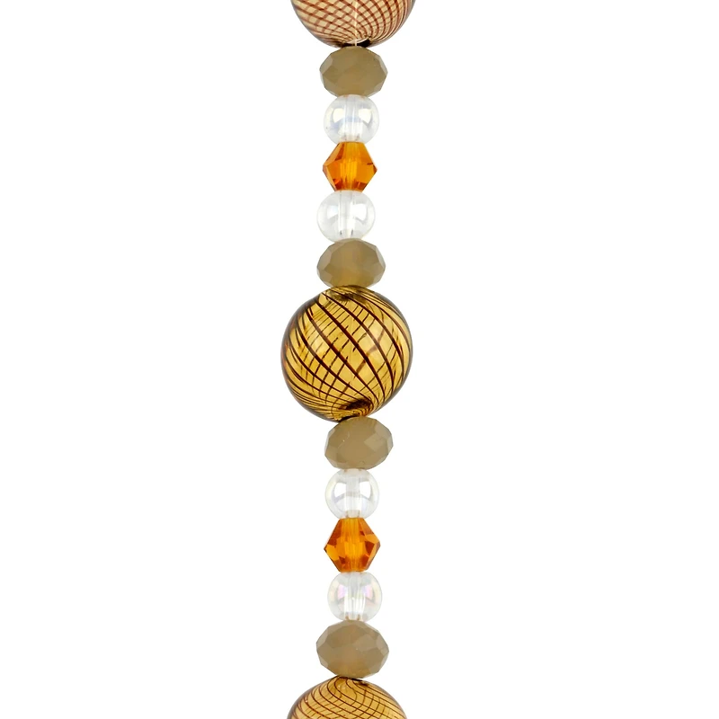 12 Pack: Brown Lampwork Glass Stripe Round Beads by Bead Landing™