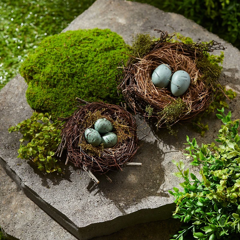Twig Bird Nests with Eggs Set