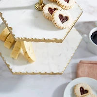 Gold Stoneware & Aluminum 3 Tier Tray Stand