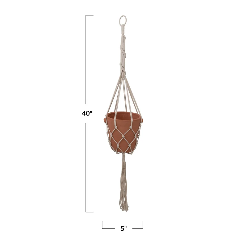 Hello Honey® 40" Natural Handwoven Cotton Macramé Plant Hanger