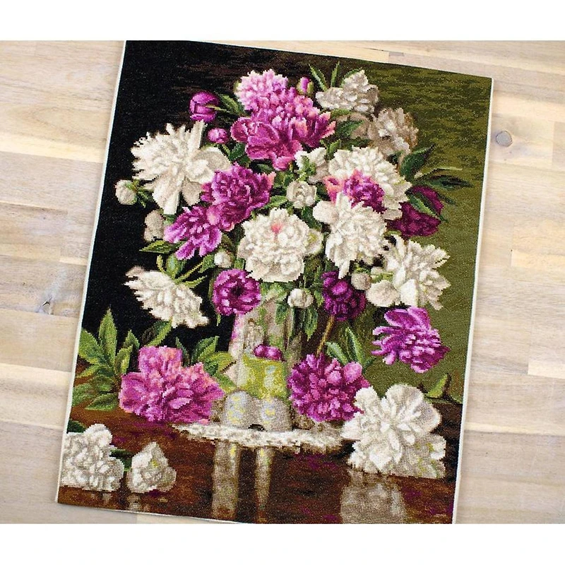 Luca-s Red And White Peonies Counted Cross Stitch Kit