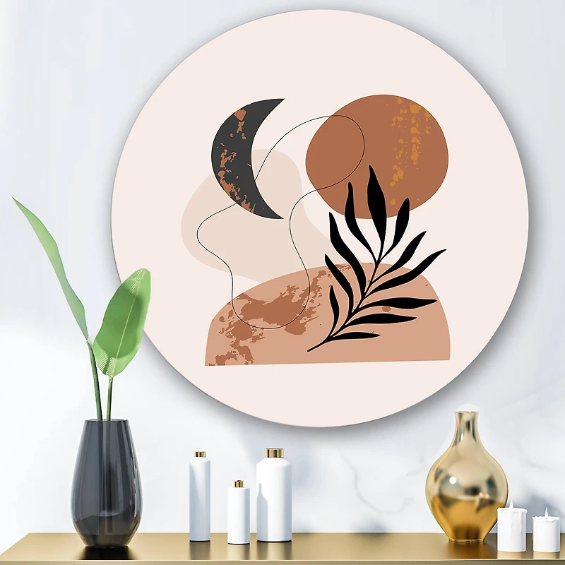 Designart - Moon & Sun Shapes In Retro Terracotta Tones I