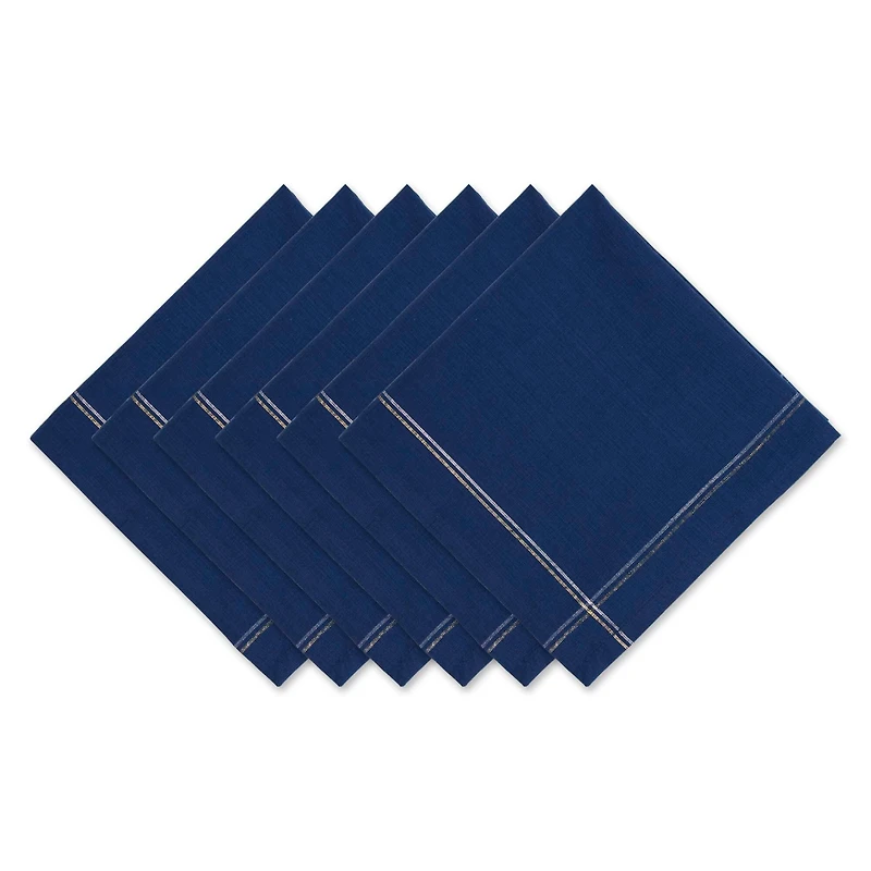 DII® Blue with Silver & Gold Border Napkins, 6ct.