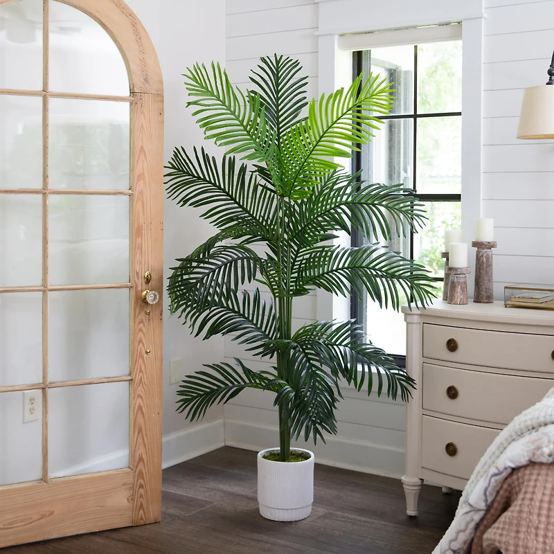 6ft. Artificial Paradise Palm with White Decorative Planter