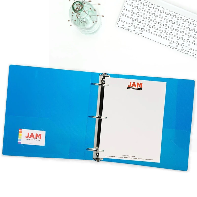 JAM Paper 3" Glass Twill Plastic 3-Ring Binders, 4ct.