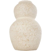 12" Cream Ceramic Hourglass Textured Vase