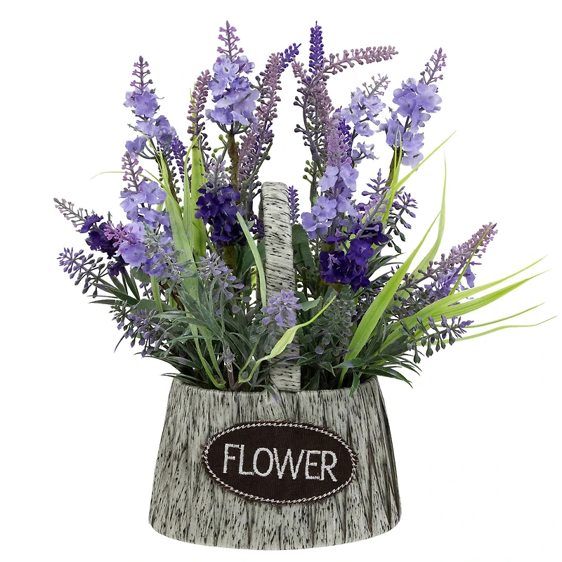 12" Lavender Bouquet in Flower Spring Basket with Handle