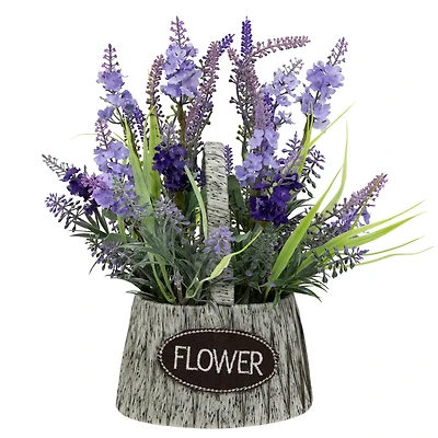 12" Lavender Bouquet in Flower Spring Basket with Handle