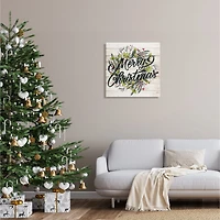 Stupell Industries Merry Christmas Botanical Wreath Canvas Wall Art