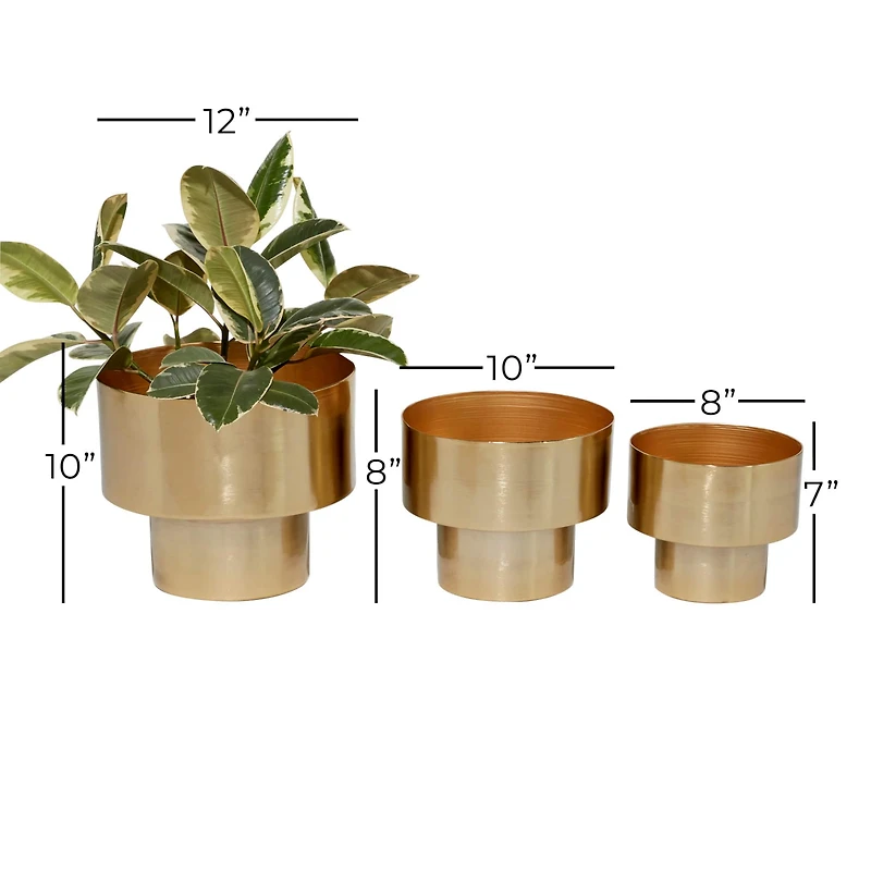Gold Metal Unique Glam Planter Set