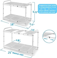 NEX™ White 2 Tier Expandable Cabinet Shelf Organizer Rack