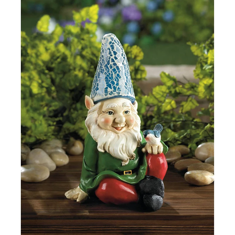7" Cheery Gnome Solar Statue