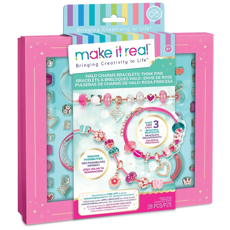 Make It Real™ Halo Charms Bracelets Think Pink Set