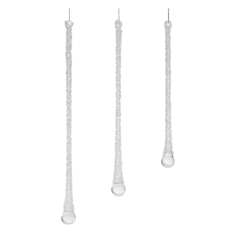 Clear Beaded Glass Icicle Drop Ornaments Set