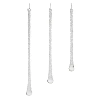 Clear Beaded Glass Icicle Drop Ornaments Set