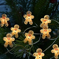 18ct. Warm White LED Gingerbread Cookie String Lights on Silver Wire by Ashland®