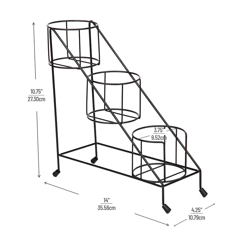 Mind Reader Alloy Collection Black 3-Compartment Graduated Bottle Stand