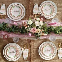 Kate Aspen® Pink Floral Baby Shower Onesie Tableware Set