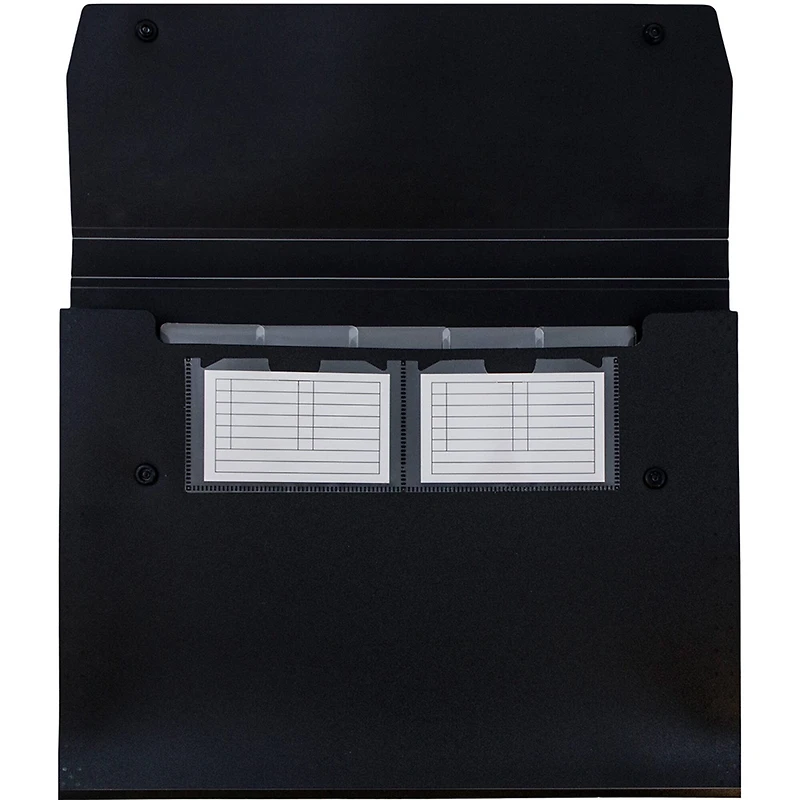 JAM Paper 9" x 13" Black Plastic Snap Closure Accordion Folder