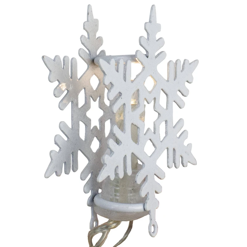8ct. Warm White LED Snowflake Christmas Lights