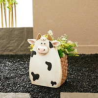 Glitzhome® 13" Cute Cow Statue Planter