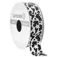 7/8" x 7yd. Black & White Cow Print Ribbon by Celebrate It® Classic