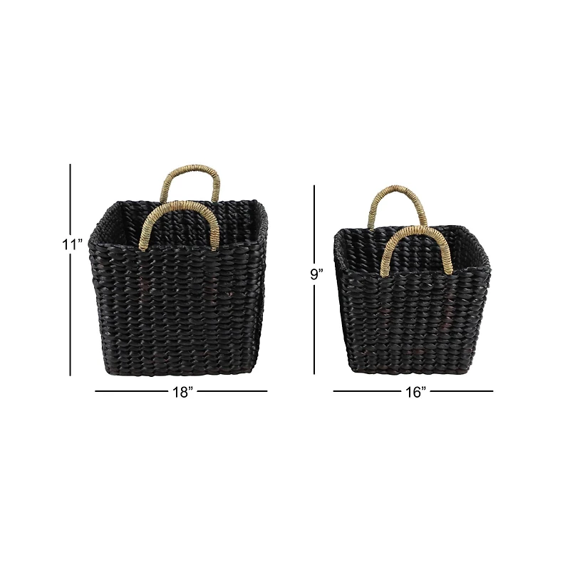 Black Banana Leaf Eclectic Storage Basket Set
