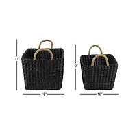 Black Banana Leaf Eclectic Storage Basket Set