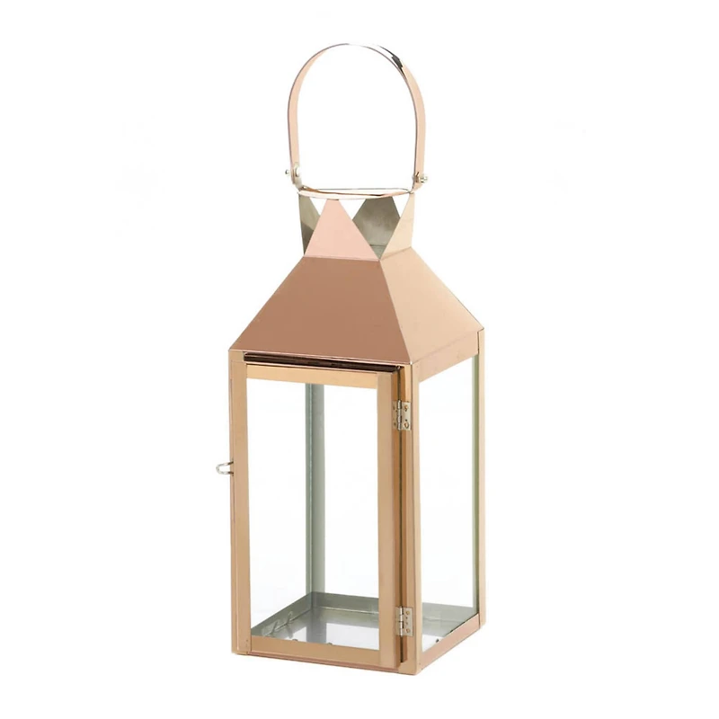 15" Rose Gold Candle Lantern
