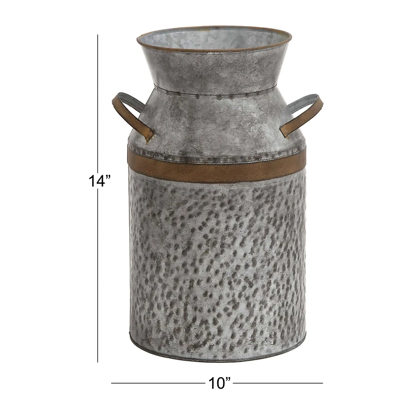 14" Gray Decorative Milk Can