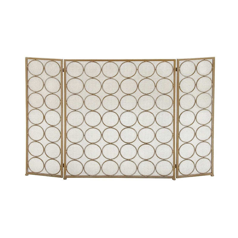 Brass Metal Modern Fireplace Screen, 32" x 47" x 1"