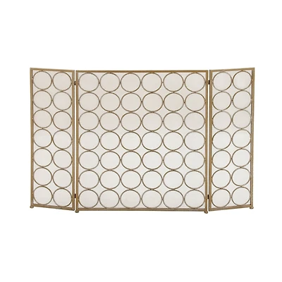 Brass Metal Modern Fireplace Screen, 32" x 47" x 1"