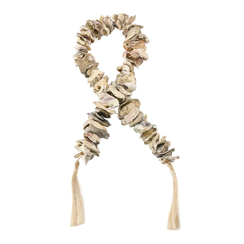 Hello Honey® 4ft. Oyster Shell Garland with Raffia Tassels