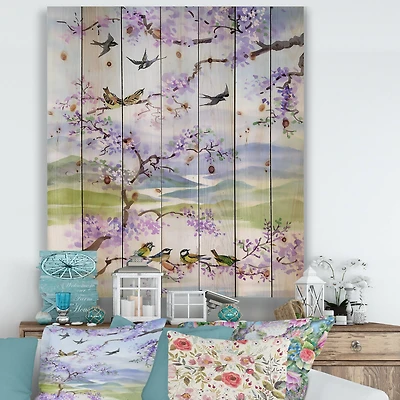 Designart - Birds On Cherry Branch