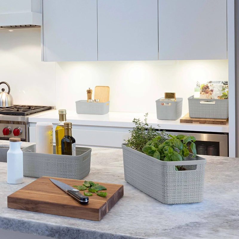 Curver® Jute Gray Plastic Storage Basket Organizer