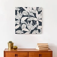 Navy Botanical Leaves Canvas Wall Art