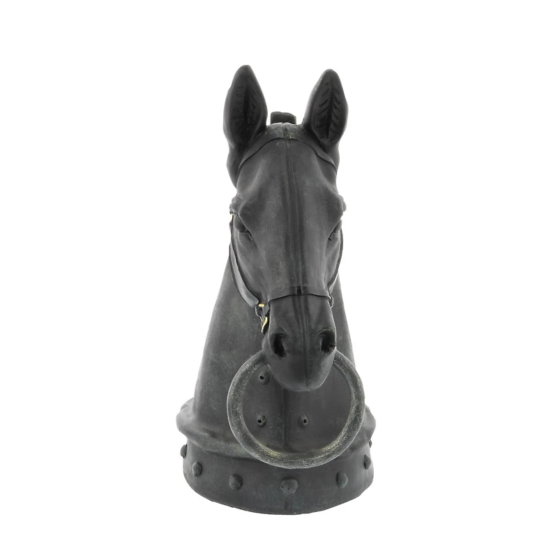 12" Black Polystone Horse Head Sculpture