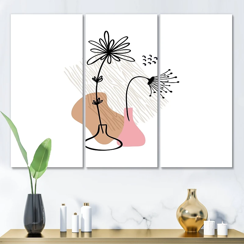 Designart - Abstract Flowers On Minimal Shapes III