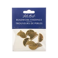 John Bead Beadwork Findings Gold 9 Hole Half Moon Semicircle Pendant, 10ct.